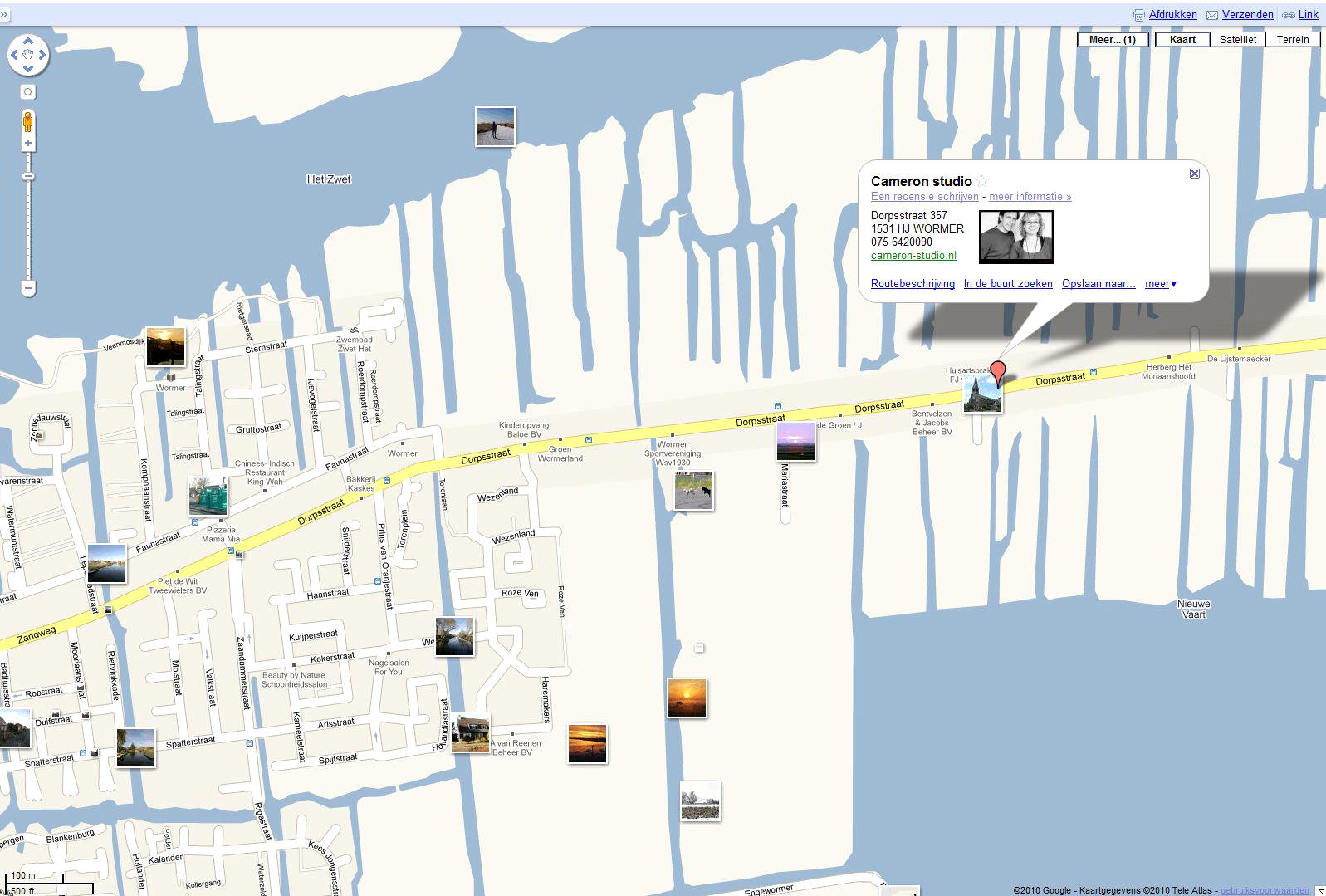 Route naar Cameron studio Dorpsstraat 357 1531 HJ WORMER